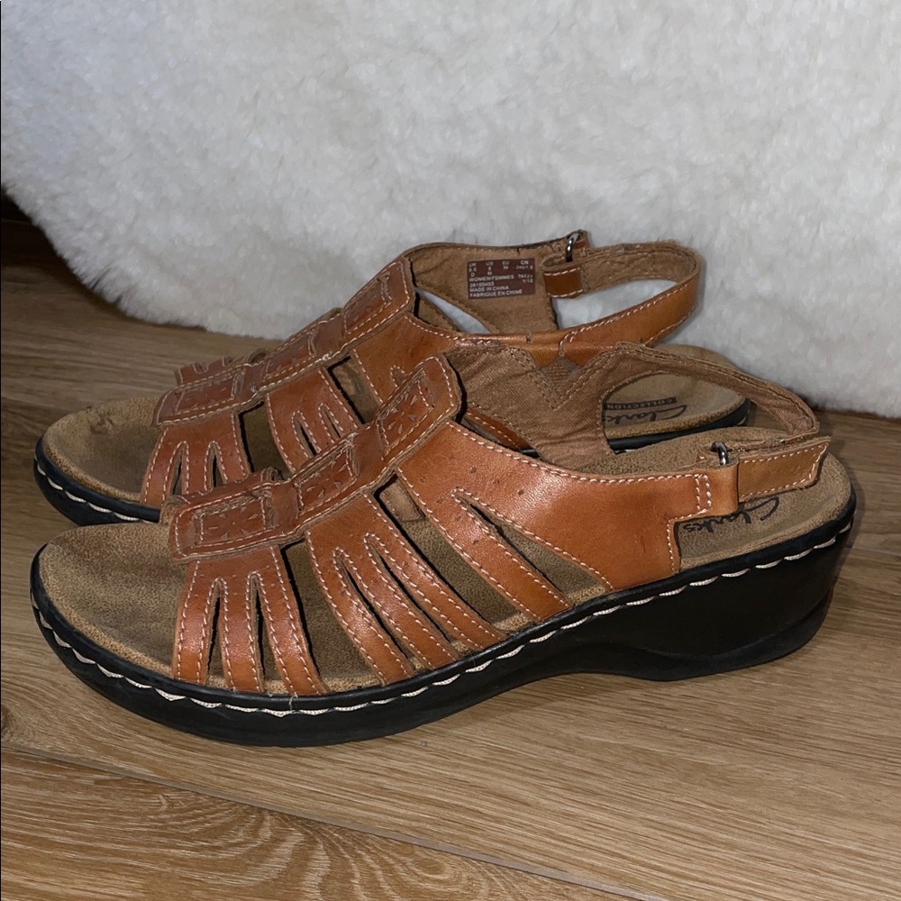 Clarks Collection Brown Slingback Sandals